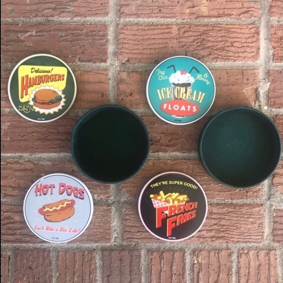 Set of 4 Ceramic Coasters Retro Diner Style Design - Picture 4 of 5